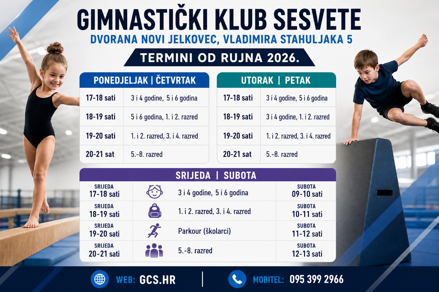 Termini treninga od rujna u dvorani Novi Jelkovec.